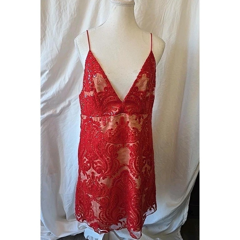 Red Lace Slip Dress Nightwear - Women's Intimates